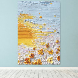 Lienzo Flores iluminadas por el sol con textura azul y na