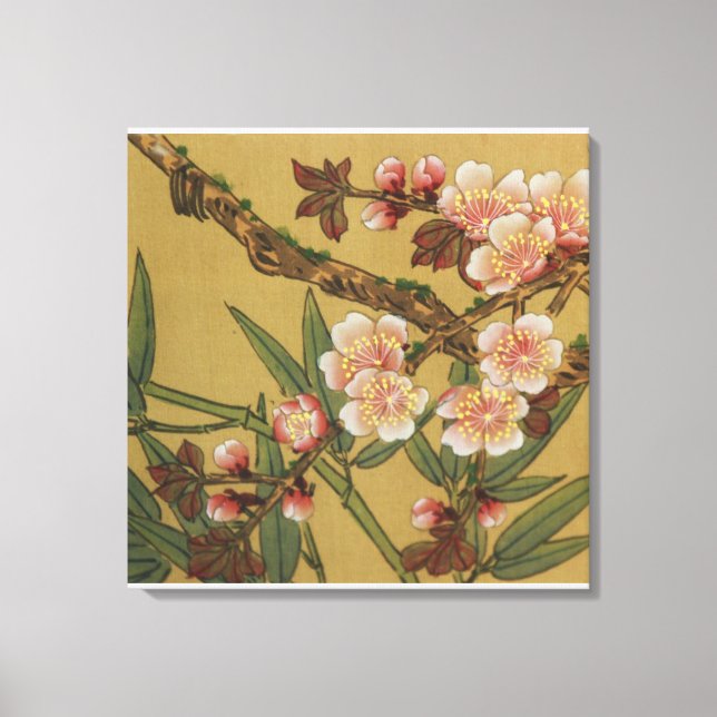 Lienzo Flores Japonesas Asiáticas de Flor de Cerezo Vinta (Anverso)