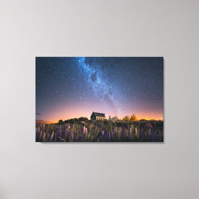 Lienzo Flores | Lupines Blooming Lake Tekapo Nueva Zeland (Anverso)