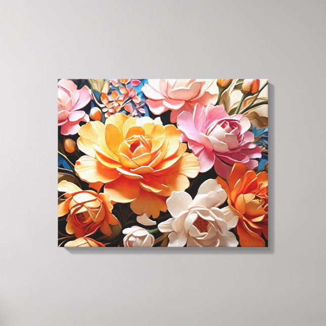 Lienzo Flores mágicas, belleza en pintura artística de IA (Anverso)