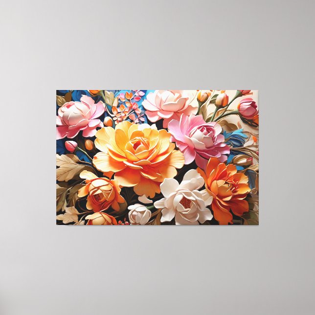 Lienzo Flores mágicas, belleza en pintura artística de IA (Anverso)