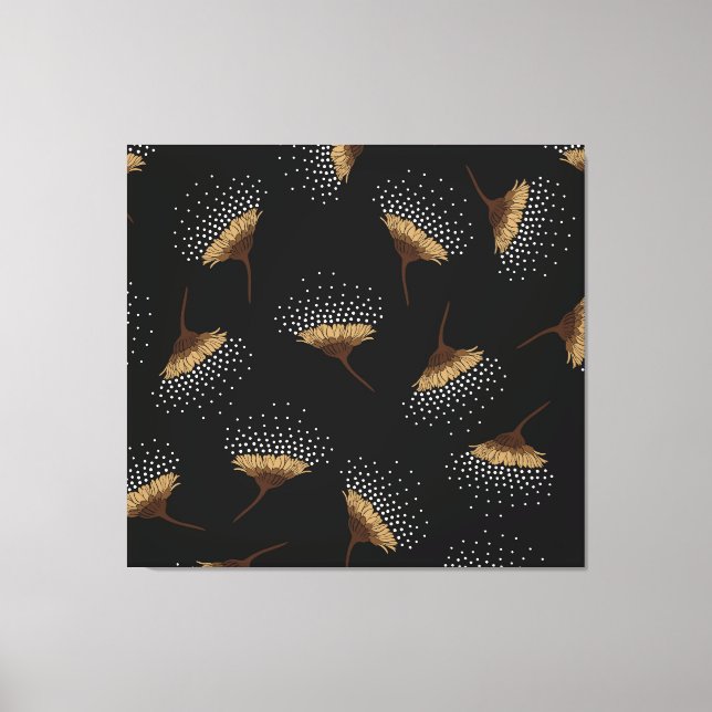 Lienzo Flores marrones, fondo negro transparente. (Anverso)