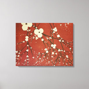 Lienzo Flores modernas de estilo mural rojo tríptico
