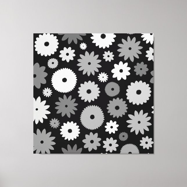 Lienzo Flores monocromas gran patrón (Anverso)