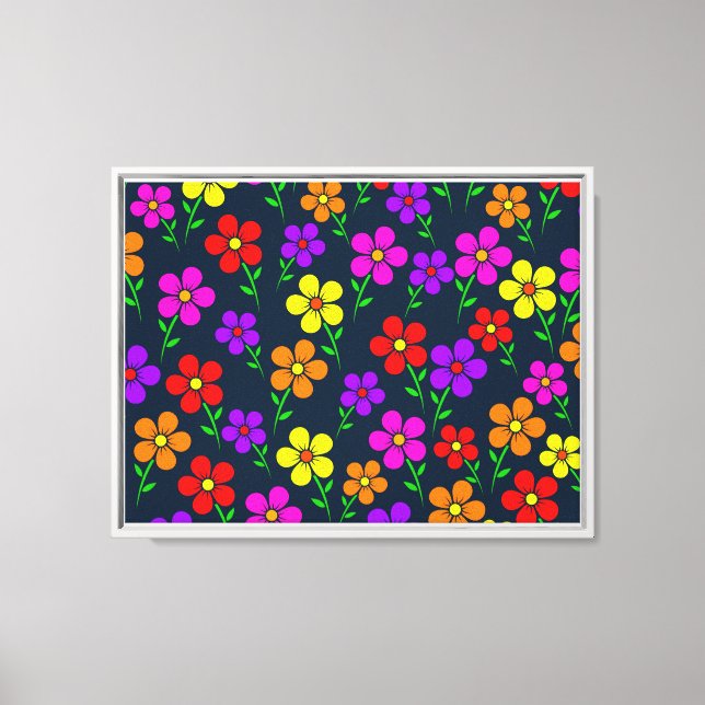 Lienzo Flores Multicolores Patrón Floral (Anverso)