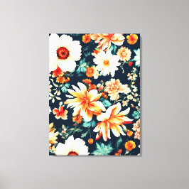 Lienzo Flores Naranjas rojas, blancas y exuberantes