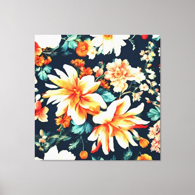 Lienzo Flores Naranjas rojas, blancas y exuberantes (Anverso)