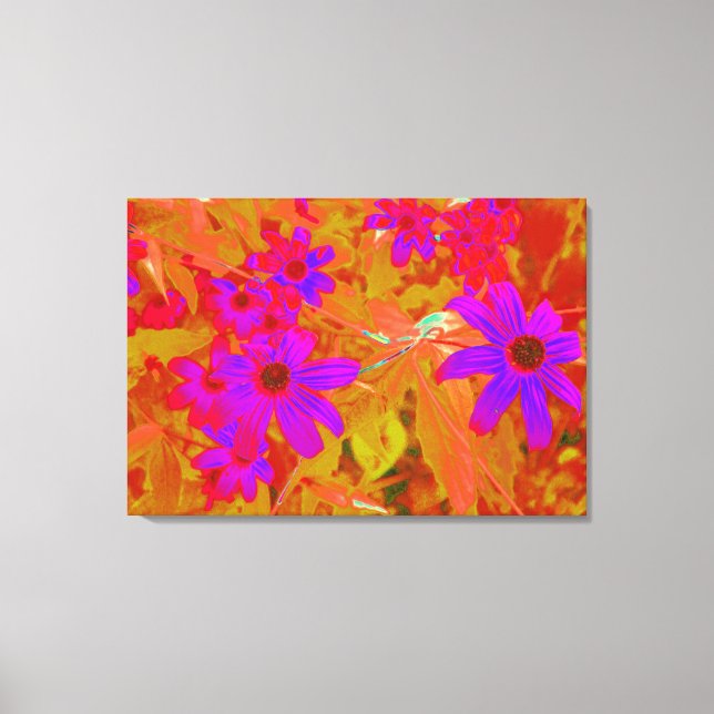 Lienzo Flores naturales coloridas ultravioletas, magenta  (Anverso)