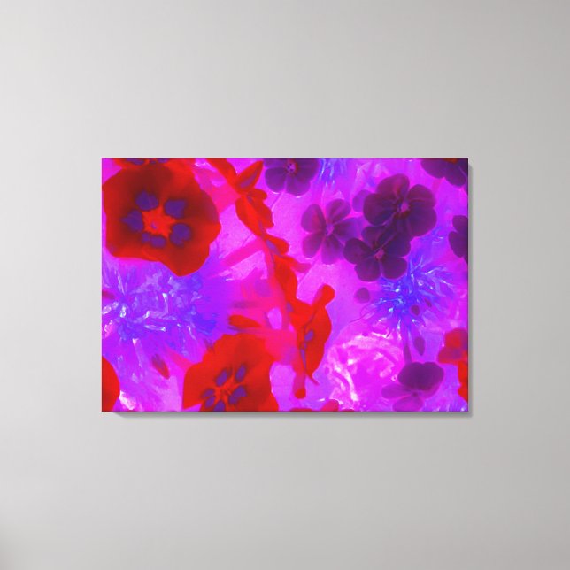 Lienzo Flores Phlox de bonito morada y de jardín rojo (Anverso)