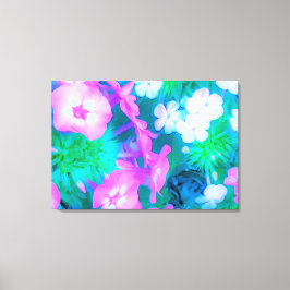 Lienzo Flores Phlox en los jardines rosa, verde, azul y b