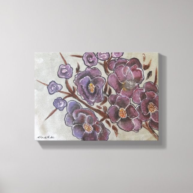 Lienzo Flores pintadas de Frida Kahlo (Anverso)