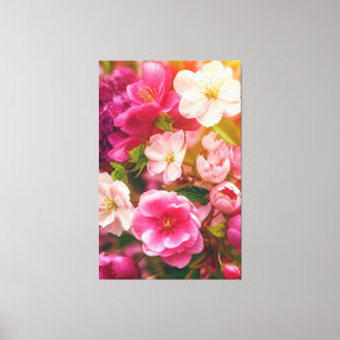 Lienzo flores primaverales en plena floración