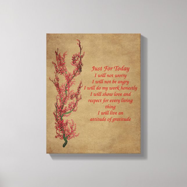 Lienzo Flores Reiki sólo para hoy Inspirador (Anverso)