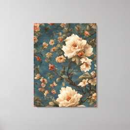 Lienzo Flores rojas de coral exquisito blanco y exuberant