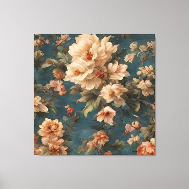 Lienzo Flores rojas de coral exquisito blanco y exuberant (Anverso)