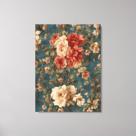 Lienzo Flores rojas de coral exquisito blanco y exuberant