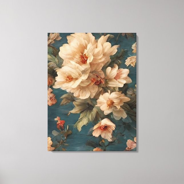 Lienzo Flores rojas de coral exquisito blanco y exuberant (Anverso)