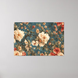 Lienzo Flores rojas de coral exquisito blanco y exuberant