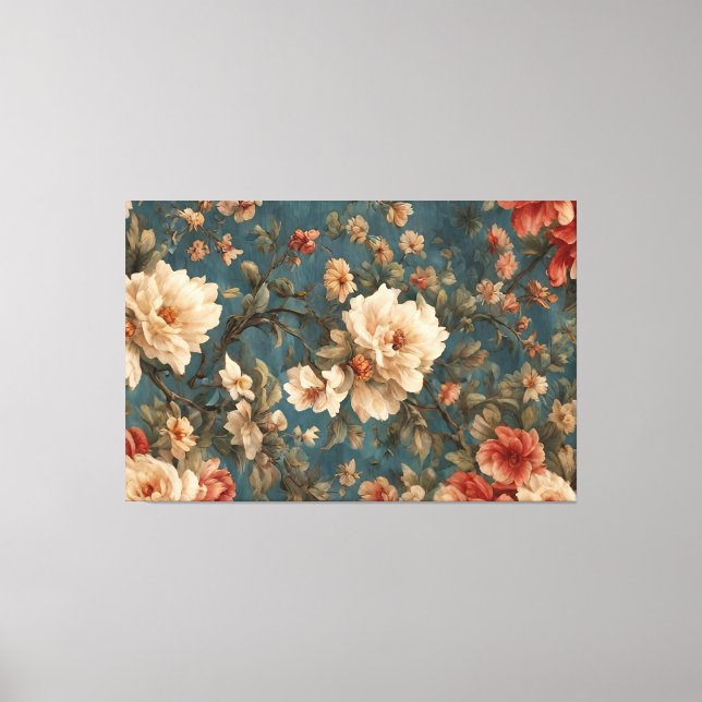 Lienzo Flores rojas de coral exquisito blanco y exuberant (Anverso)