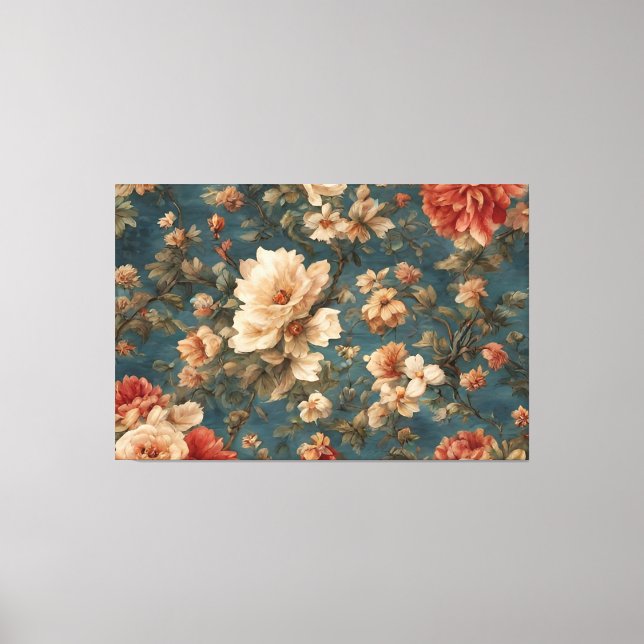 Lienzo Flores rojas de coral exquisito blanco y exuberant (Anverso)