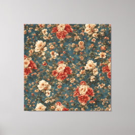 Lienzo Flores rojas de coral exquisito blanco y exuberant