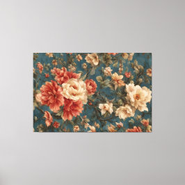 Lienzo Flores rojas de coral exquisito blanco y exuberant