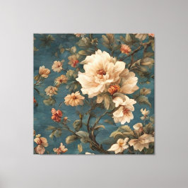 Lienzo Flores rojas de coral exquisito blanco y exuberant