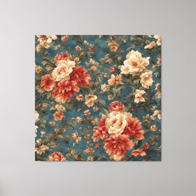 Lienzo Flores rojas de coral exquisito blanco y exuberant (Anverso)