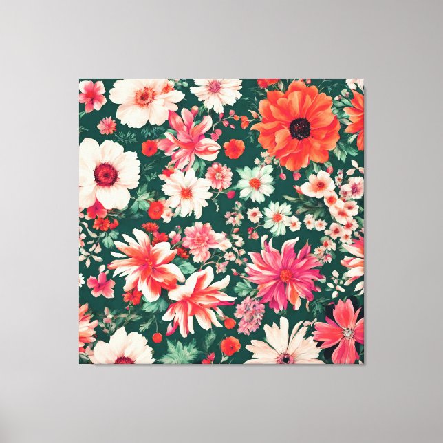 Lienzo Flores rojas y blancas vibrantes (Anverso)