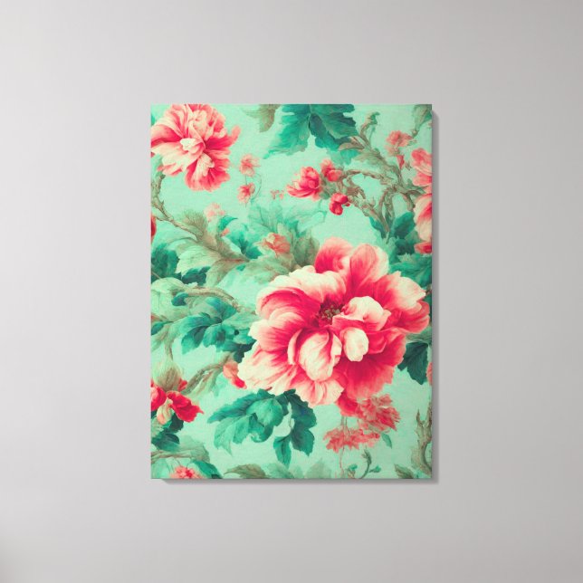 Lienzo Flores rojas y hojas verdes exquisitas (Anverso)