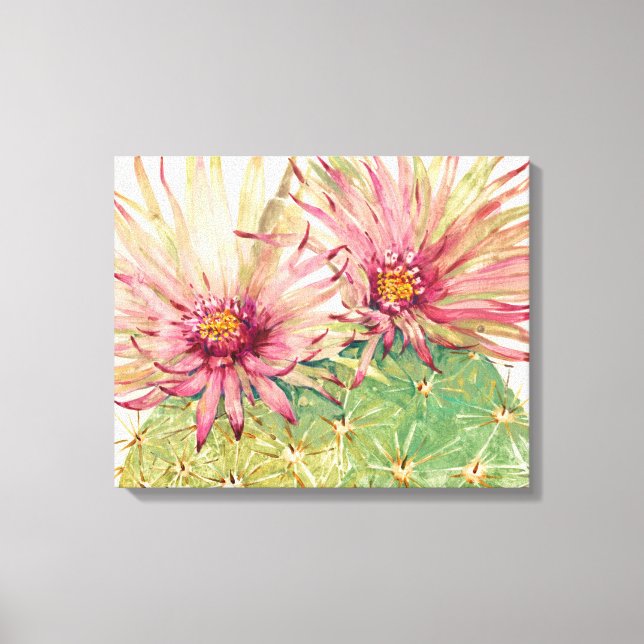 Lienzo Flores rosadas de Cactus (Anverso)