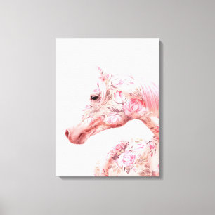 Lienzo Flores rosadas montando caballo Artesanía estéti