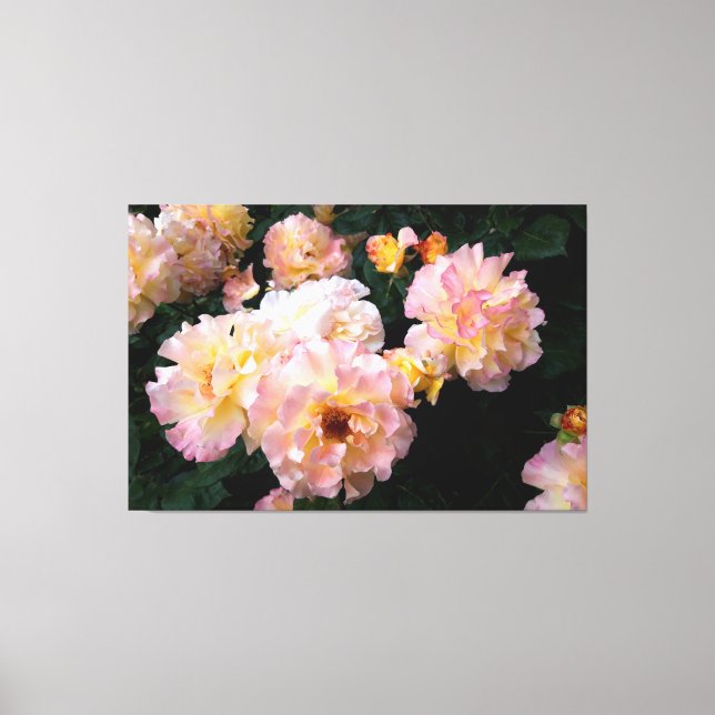 Lienzo Flores rosas, rosas amarillas rosadas (Anverso)