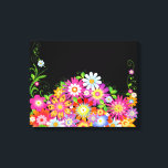 Lienzo Flores salvajes Art Deco<br><div class="desc">Flores silvestres de estilo Art Déco,  colocadas sobre un fondo negro. Cambiar el color de fondo para un efecto diferente,  lo tengo configurado para un fondo negro</div>