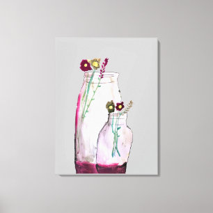 Lienzo Flores silvestres de acuarela caprichosas en un ja