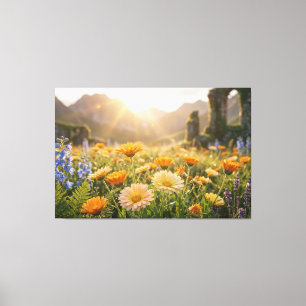 Lienzo Flores silvestres doradas al amanecer – Floral Cin