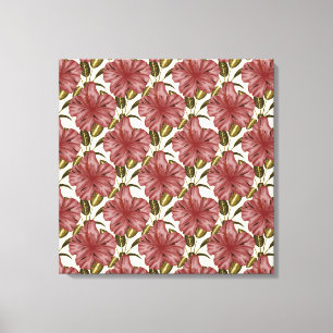Lienzo Flores tropicales sin costura flores rojas