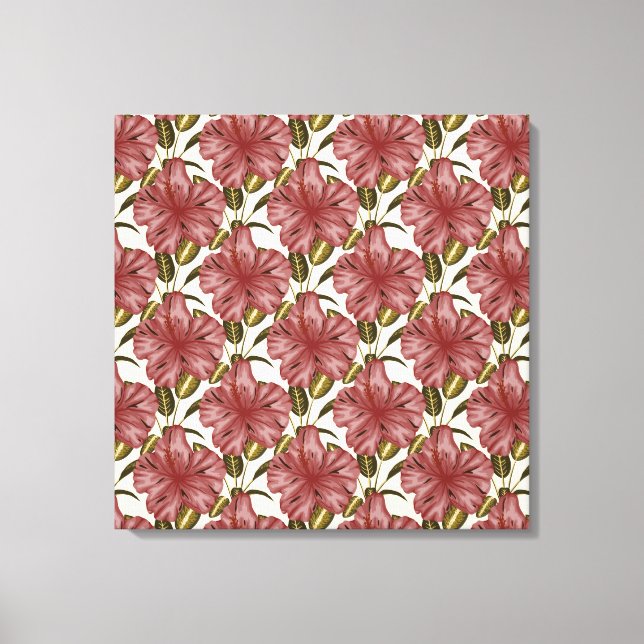 Lienzo Flores tropicales sin costura | flores rojas (Anverso)