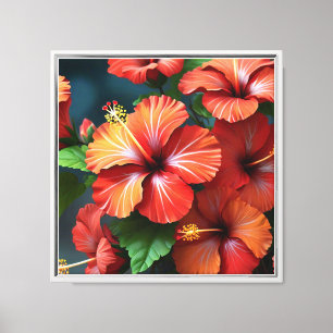 Lienzo Flores vibrantes rojas hibiscus-76894