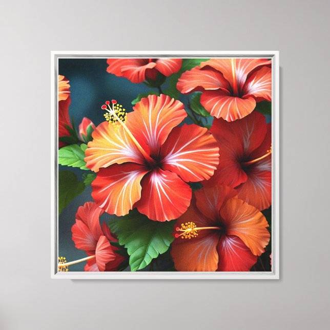 Lienzo Flores vibrantes rojas hibiscus-76894 (Anverso)