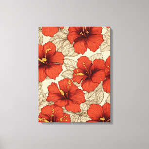 Lienzo Flores vibrantes rojas hibiscus por todas partes