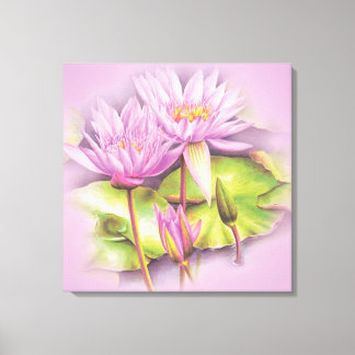 Lienzo Flores violetas de lirio acuático estampado de lie