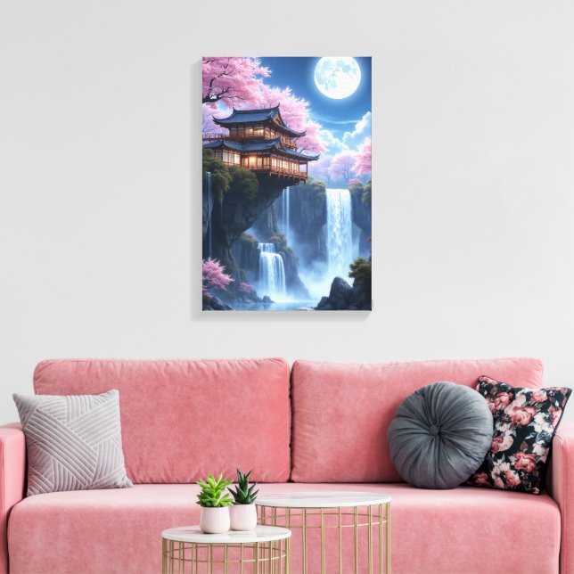 Lienzo Flores y aguas bajo la luz de la luna (Insitu (Sala de estar))