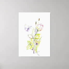 Lienzo Flores y brochas