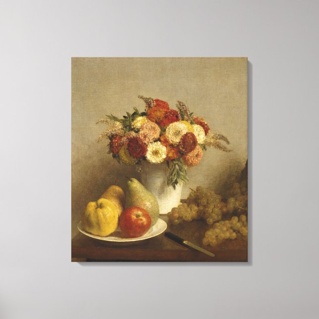 Lienzo Flores y fruta, 1865 (Anverso)