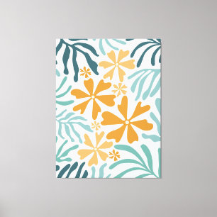 Lienzo Flores y hojas de Groovy Naranja, Verde azulada, A