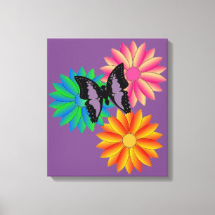 Lienzo Flores y mariposa