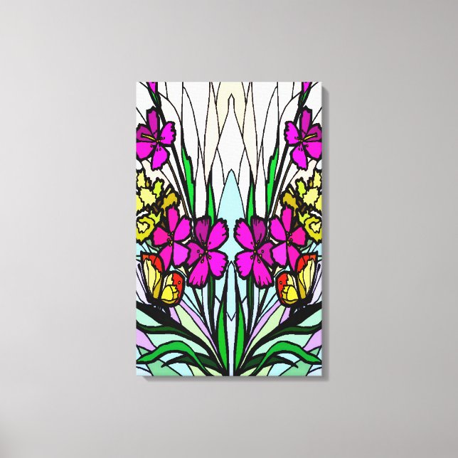 Lienzo Flores y mariposas (Anverso)