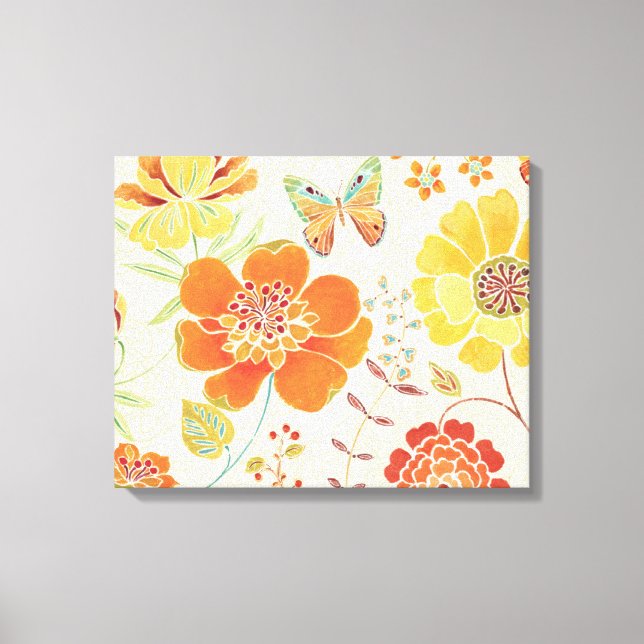Lienzo Flores y mariposas de colores (Anverso)