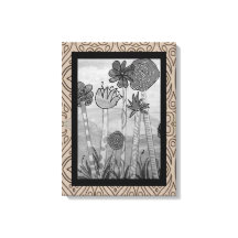 Flores y piedras divertidas en blanco y negro